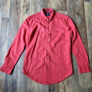 Men's Superdry long sleeve button-down tailored slim casual shirt, size M.